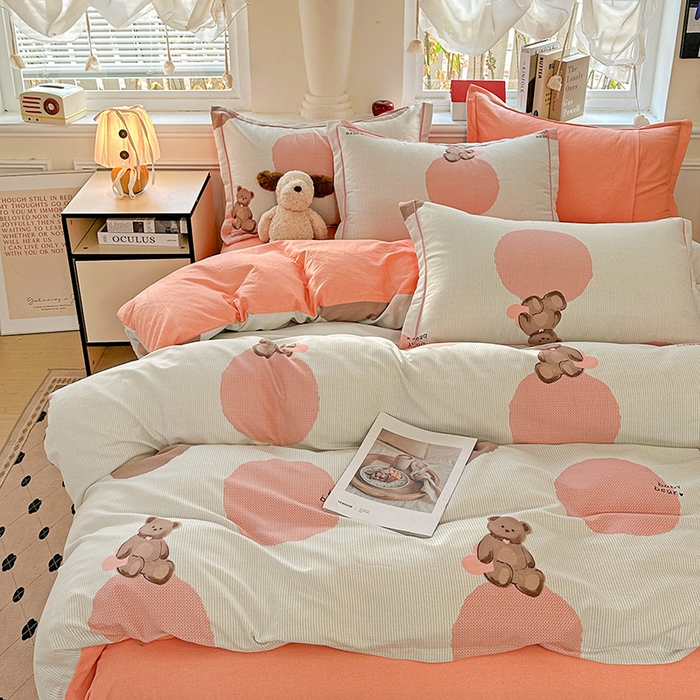 91家纺网 家纺一手货源 找家纺 优选直播新款全棉磨毛喷气印花四件套加厚纯棉三件套（一字绣工艺款）学生三件套 青枝语