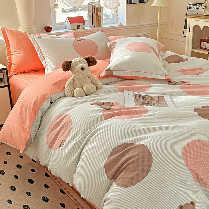 91家纺网 家纺一手货源 找家纺 优选直播新款全棉磨毛喷气印花四件套加厚纯棉三件套（一字绣工艺款）学生三件套 青枝语