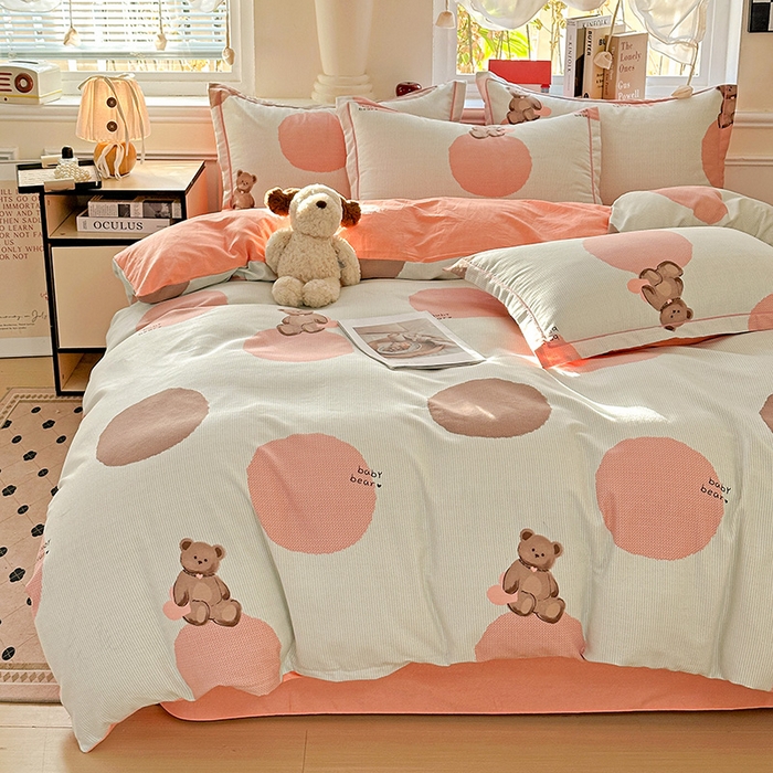 91家纺网 家纺一手货源 找家纺 优选直播新款全棉磨毛喷气印花四件套加厚纯棉三件套（一字绣工艺款）学生三件套 青枝语