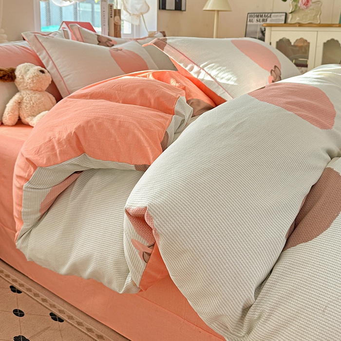 91家纺网 家纺一手货源 找家纺 优选直播新款全棉磨毛喷气印花四件套加厚纯棉三件套（一字绣工艺款）学生三件套 青枝语