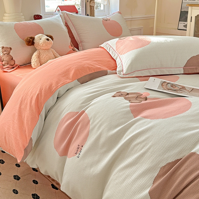 91家纺网 家纺一手货源 找家纺 优选直播新款全棉磨毛喷气印花四件套加厚纯棉三件套（一字绣工艺款）学生三件套 青枝语