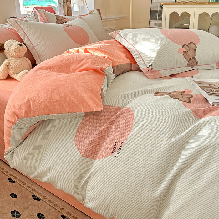 91家纺网 家纺一手货源 找家纺 优选直播新款全棉磨毛喷气印花四件套加厚纯棉三件套（一字绣工艺款）学生三件套 青枝语