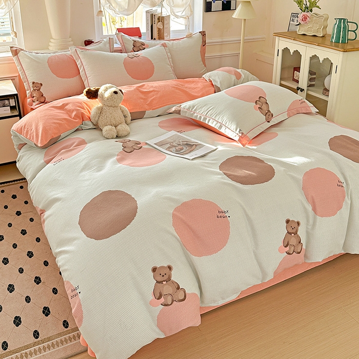 91家纺网 家纺一手货源 找家纺 优选直播新款全棉磨毛喷气印花四件套加厚纯棉三件套（一字绣工艺款）学生三件套 青枝语