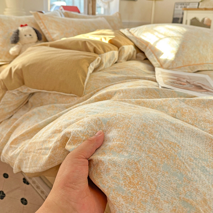 91家纺网 家纺一手货源 找家纺 优选直播新款全棉磨毛喷气印花四件套加厚纯棉三件套（一字绣工艺款）学生三件套 柔晖