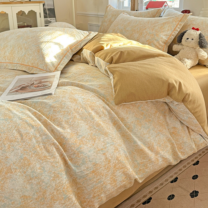 91家纺网 家纺一手货源 找家纺 优选直播新款全棉磨毛喷气印花四件套加厚纯棉三件套（一字绣工艺款）学生三件套 柔晖