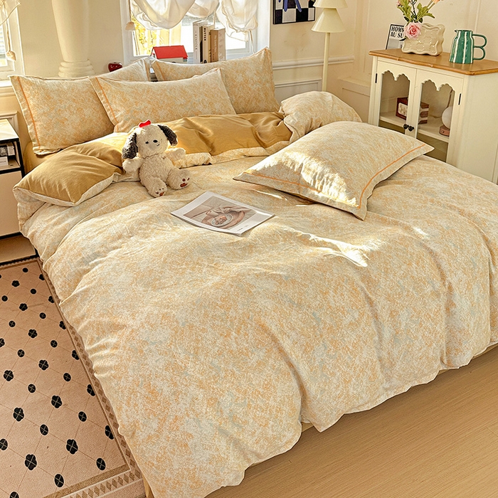 91家纺网 家纺一手货源 找家纺 优选直播新款全棉磨毛喷气印花四件套加厚纯棉三件套（一字绣工艺款）学生三件套 柔晖