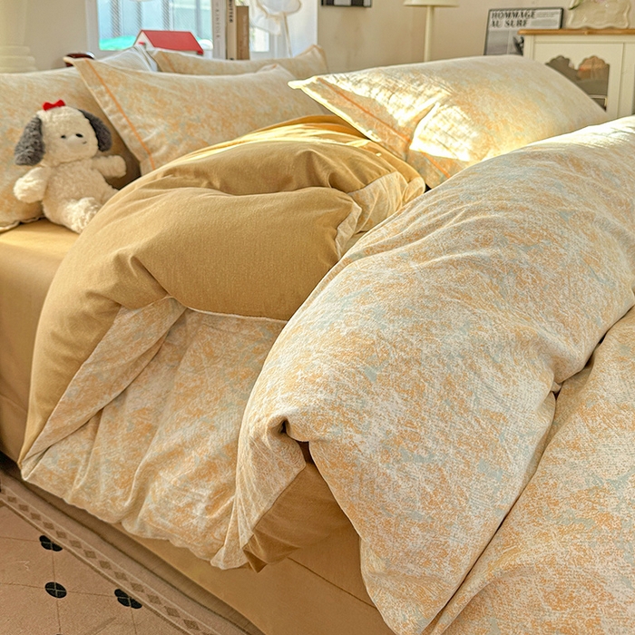 91家纺网 家纺一手货源 找家纺 优选直播新款全棉磨毛喷气印花四件套加厚纯棉三件套（一字绣工艺款）学生三件套 柔晖