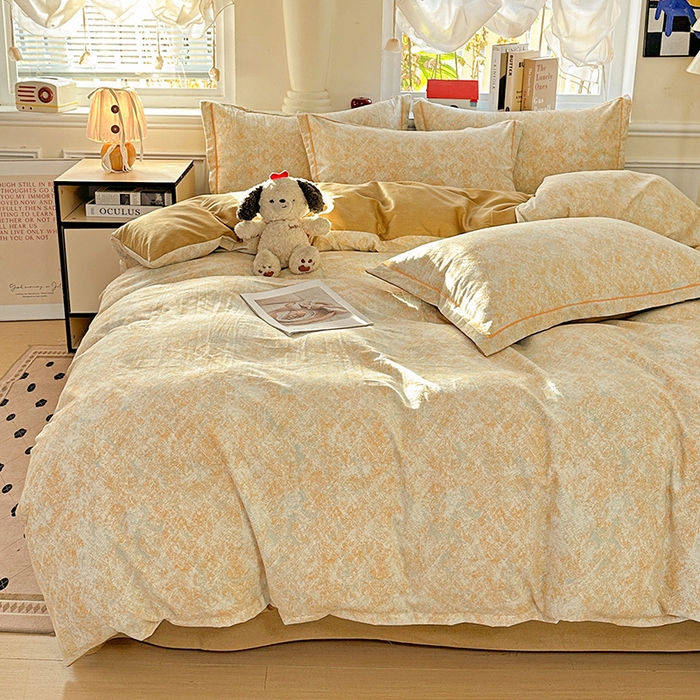 91家纺网 家纺一手货源 找家纺 优选直播新款全棉磨毛喷气印花四件套加厚纯棉三件套（一字绣工艺款）学生三件套 柔晖