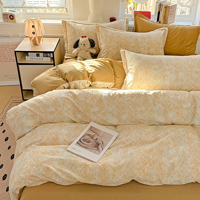 91家纺网 家纺一手货源 找家纺 优选直播新款全棉磨毛喷气印花四件套加厚纯棉三件套（一字绣工艺款）学生三件套 柔晖