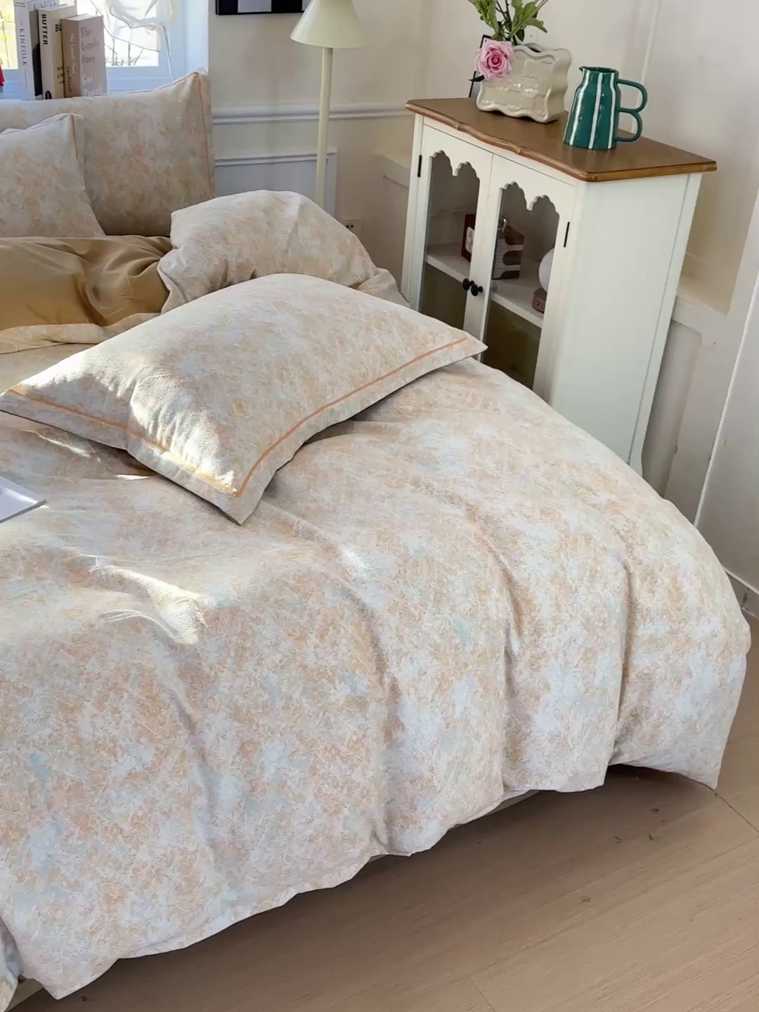 91家纺网 家纺一手货源 找家纺 优选直播新款全棉磨毛喷气印花四件套加厚纯棉三件套（一字绣工艺款）学生三件套 柔晖