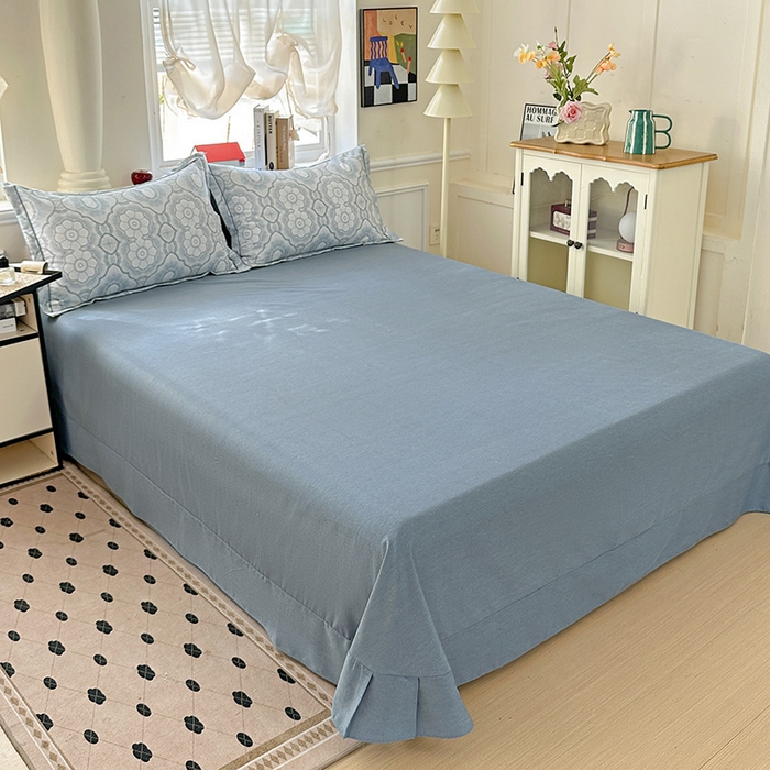 91家纺网 家纺一手货源 找家纺 优选直播新款全棉磨毛喷气印花四件套加厚纯棉三件套（一字绣工艺款）学生三件套 絮语