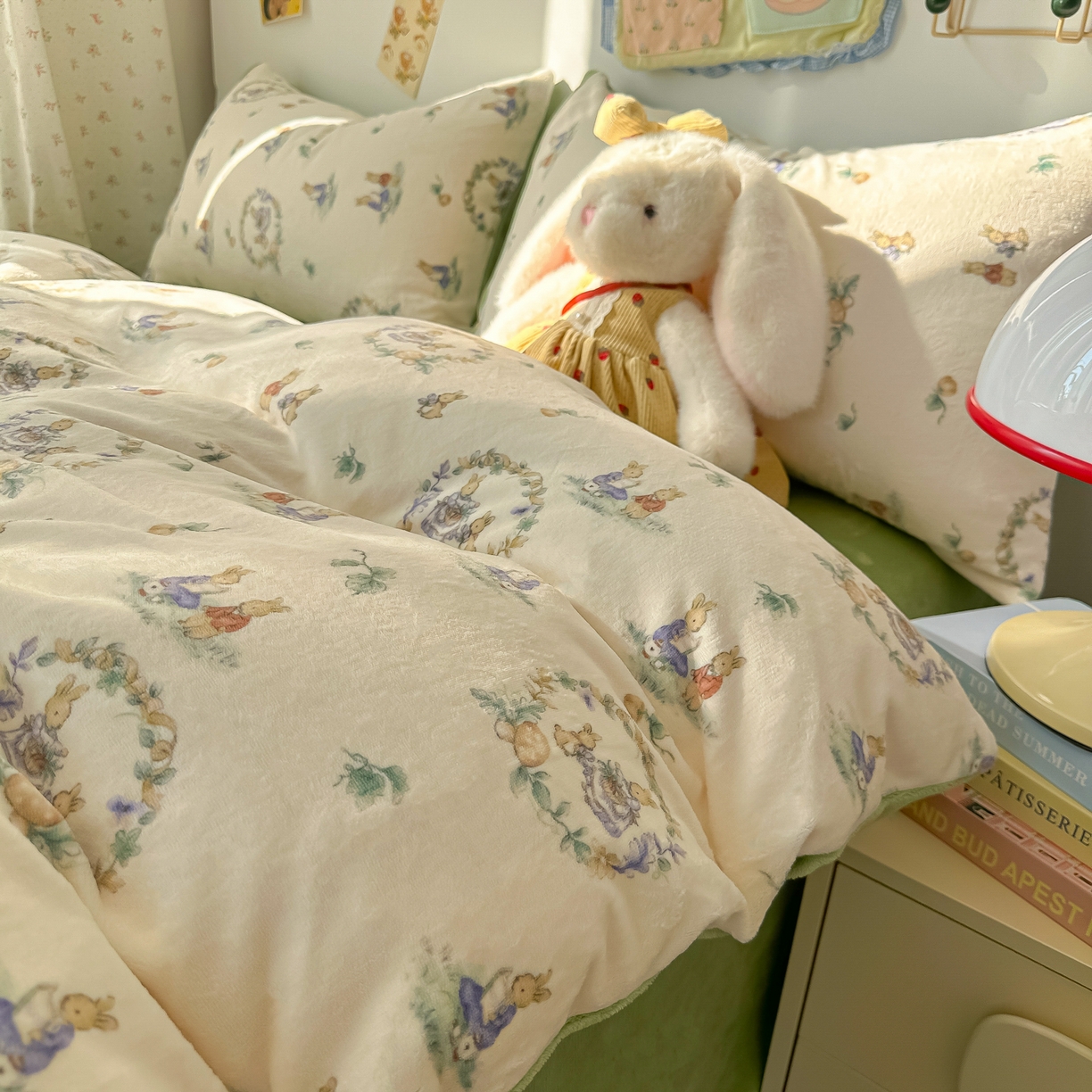 韩巢家纺 2025新款双面高克重牛奶绒被套单件被罩 小兔幻境