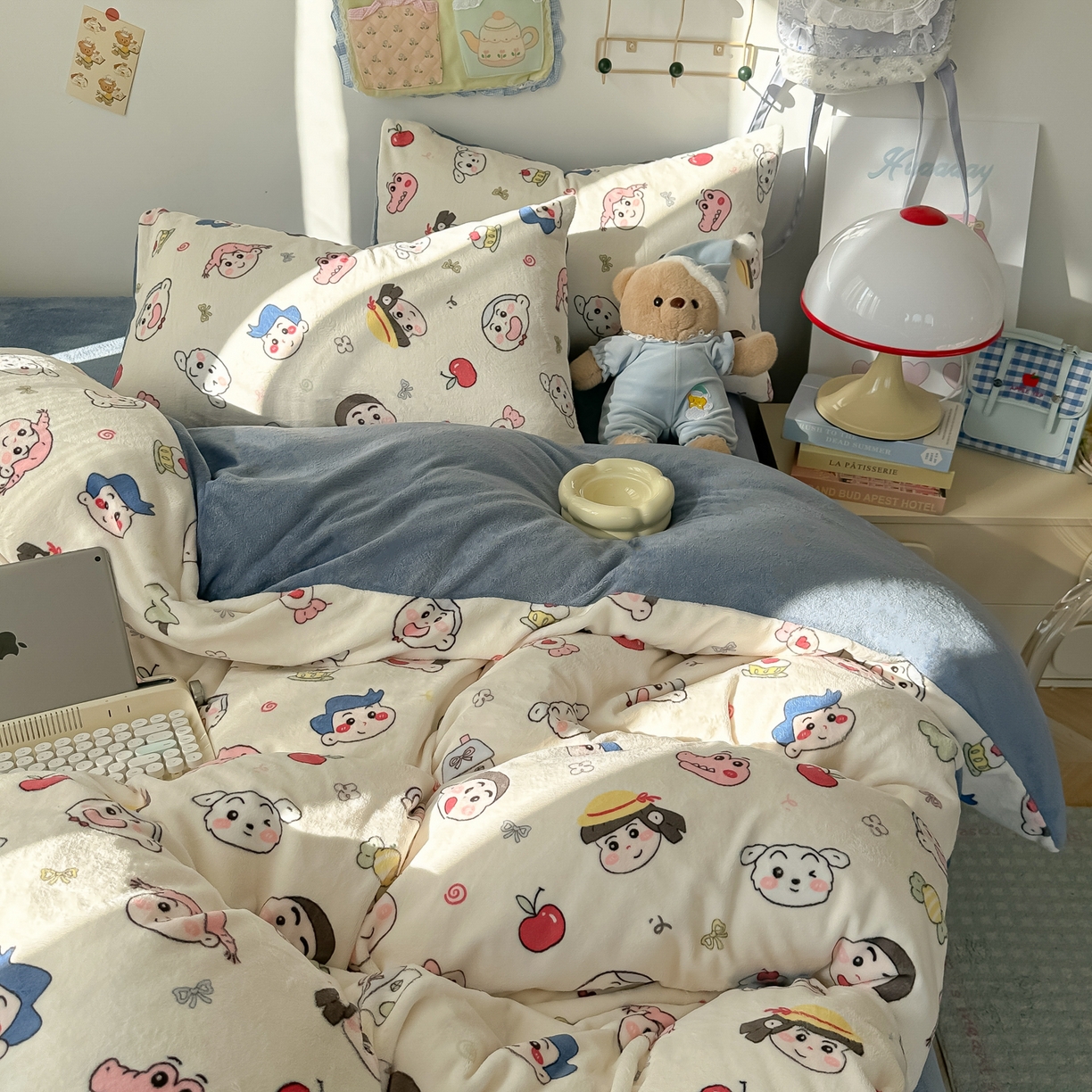 91家纺网 家纺一手货源 找家纺 韩巢家纺 2025新款双面高克重牛奶绒被套单件被罩 小小新