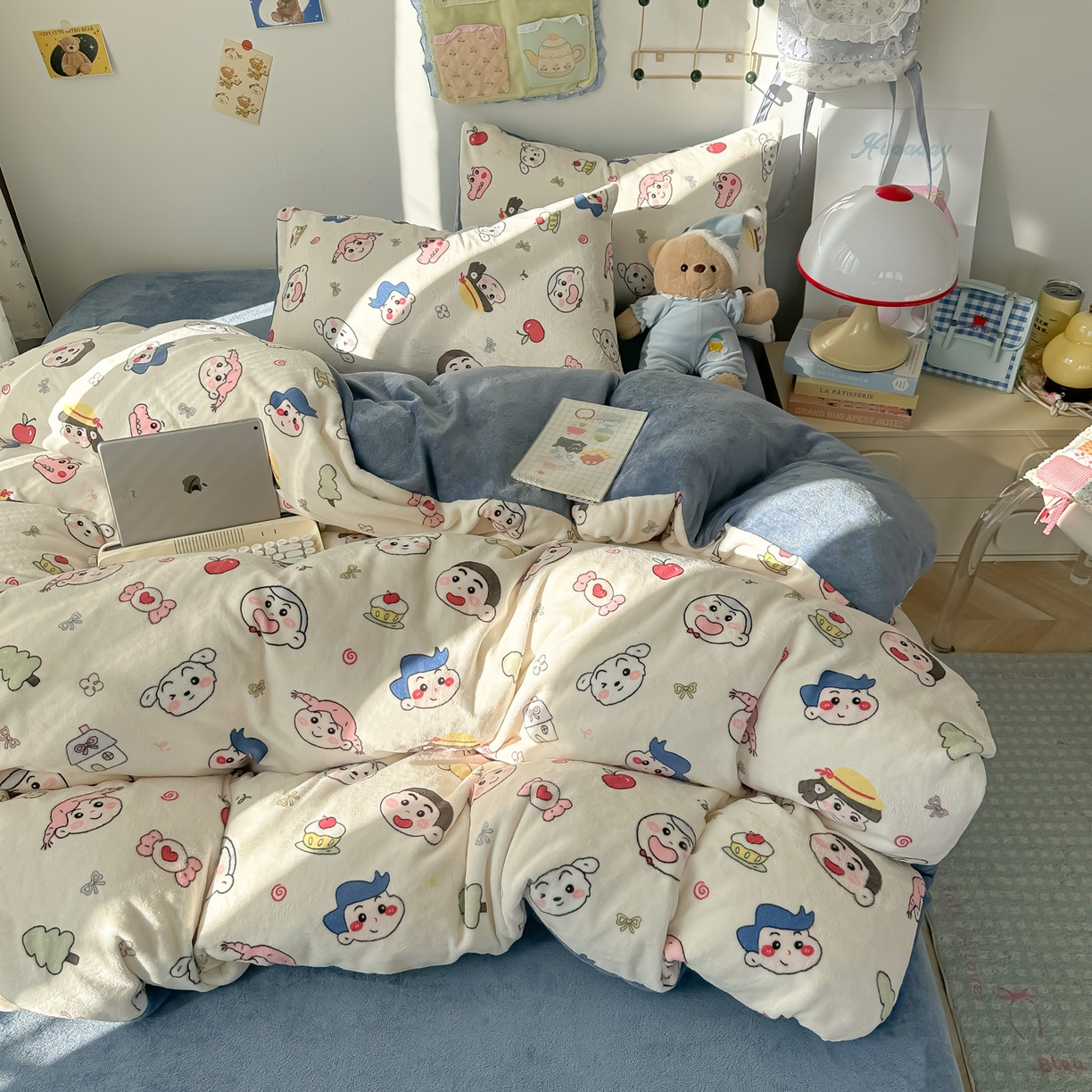 91家纺网 家纺一手货源 找家纺 韩巢家纺 2025新款双面高克重牛奶绒被套单件被罩 小小新