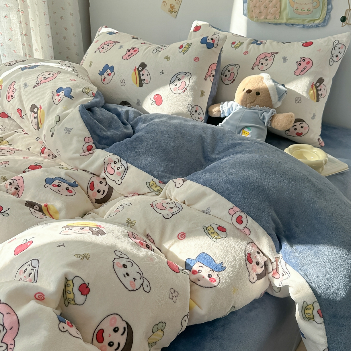 91家纺网 家纺一手货源 找家纺 韩巢家纺 2025新款双面高克重牛奶绒被套单件被罩 小小新