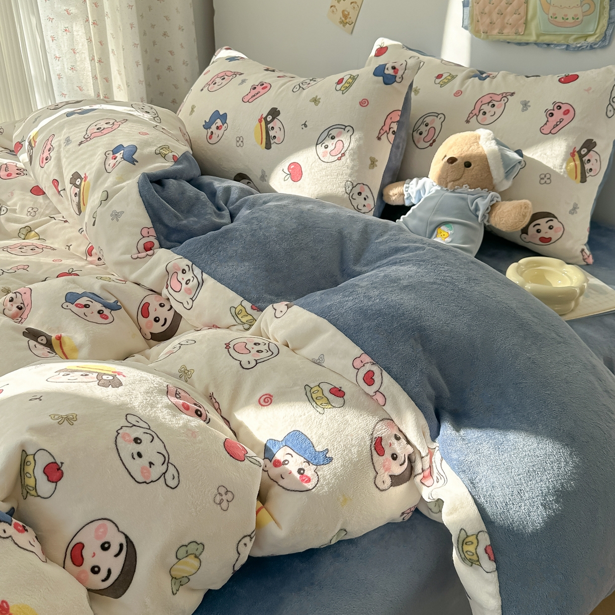 91家纺网 家纺一手货源 找家纺 韩巢家纺 2025新款双面高克重牛奶绒被套单件被罩 小小新