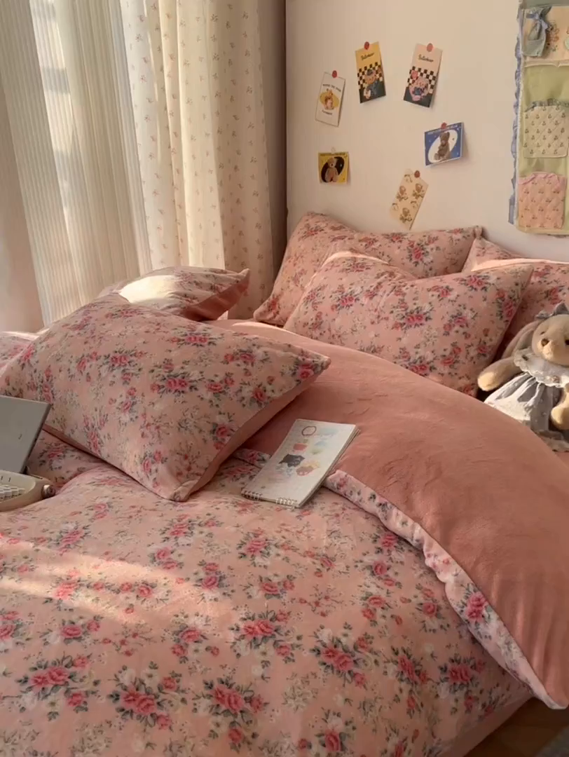 91家纺网 家纺一手货源 找家纺 韩巢家纺 2025新款双面高克重牛奶绒被套单件被罩 星辰闪烁