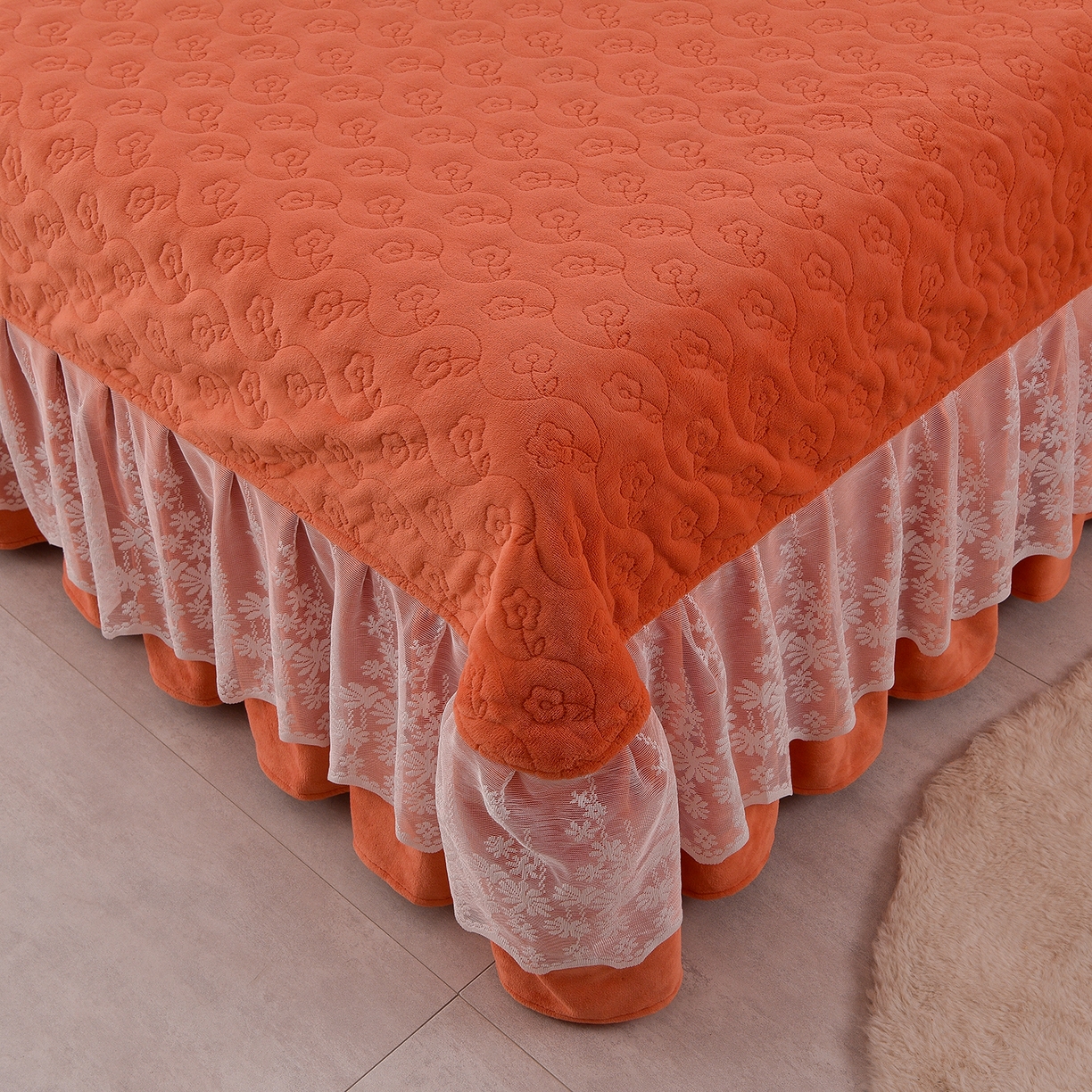 91家纺网 家纺一手货源 找家纺 （总）湘雪家居  2025新款高克重纯色刺绣牛奶绒床盖款系列四件套-提供买家秀