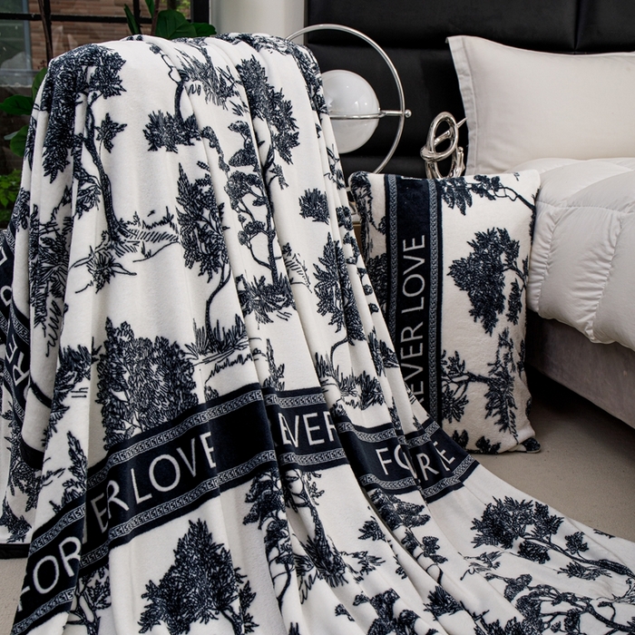 91家纺网 家纺一手货源 找家纺 梵心 2025新款云貂绒毛毯法兰绒毛毯牛奶绒毛毯爆款盖毯直播跨境专供-可定制克重  水墨画