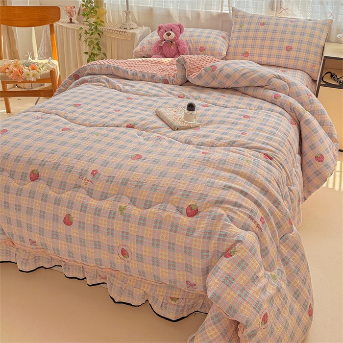 91家纺网 家纺一手货源 找家纺 （总）繁花家居 2025新款床盖豆豆被套春秋被套冬被云感超软木棉被子被芯