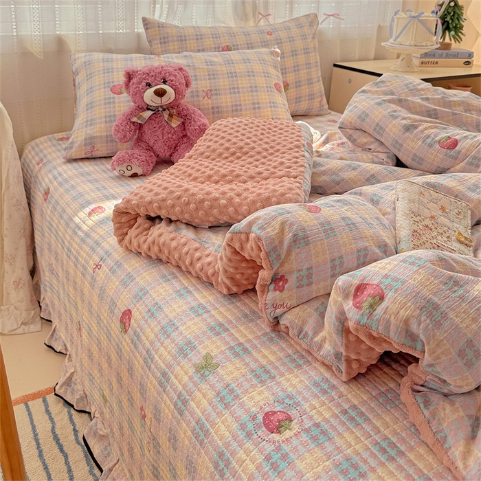 91家纺网 家纺一手货源 找家纺 （总）繁花家居 2025新款床盖豆豆被套春秋被套冬被云感超软木棉被子被芯