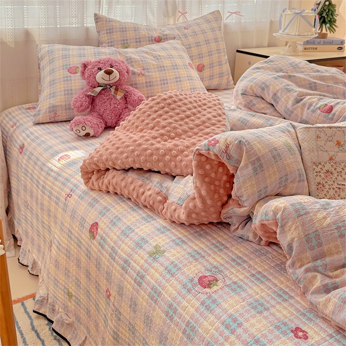 91家纺网 家纺一手货源 找家纺 （总）繁花家居 2025新款床盖豆豆被套春秋被套冬被云感超软木棉被子被芯