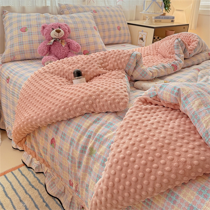 91家纺网 家纺一手货源 找家纺 （总）繁花家居 2025新款床盖豆豆被套春秋被套冬被云感超软木棉被子被芯