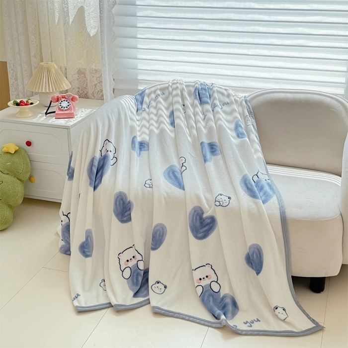 91家纺网 家纺一手货源 找家纺 梵心 2025新款云貂绒毛毯法兰绒毛毯牛奶绒毛毯爆款盖毯直播跨境专供-可定制克重  爱心熊