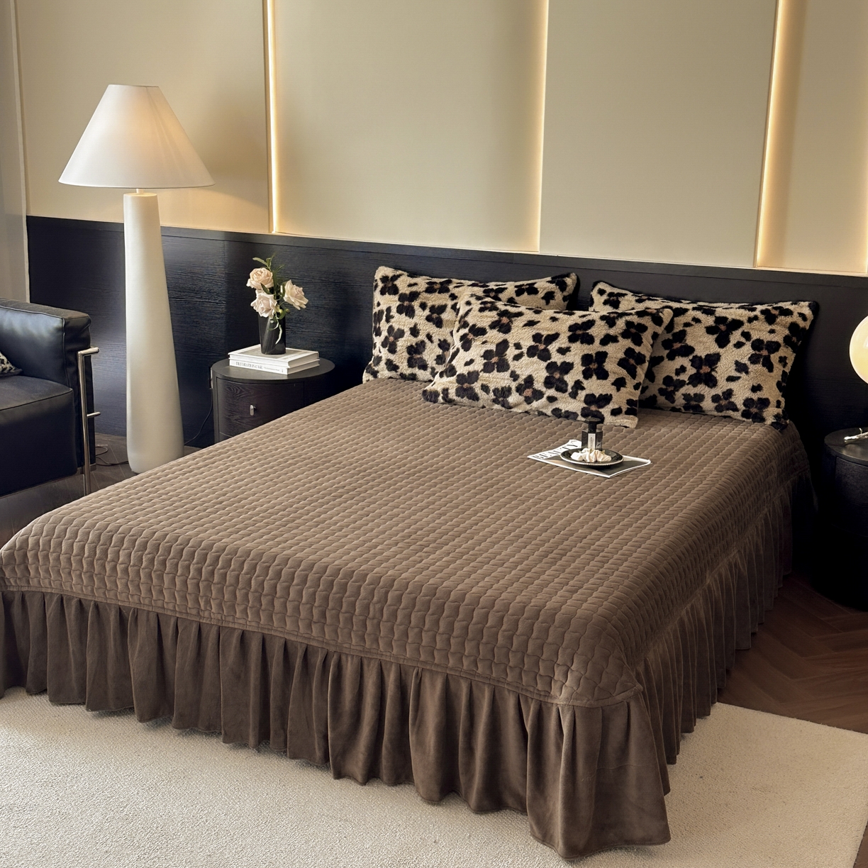 91家纺网 家纺一手货源 找家纺 （总）金阳光家纺 2025新款美拉德高克重兔绒牛奶绒床盖款四件套