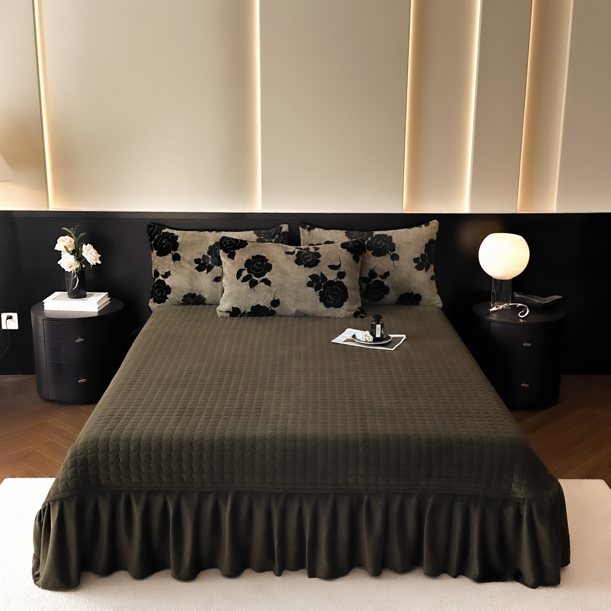 91家纺网 家纺一手货源 找家纺 金阳光家纺 2025新款美拉德高克重兔绒牛奶绒床盖款四件套 奥黛丽