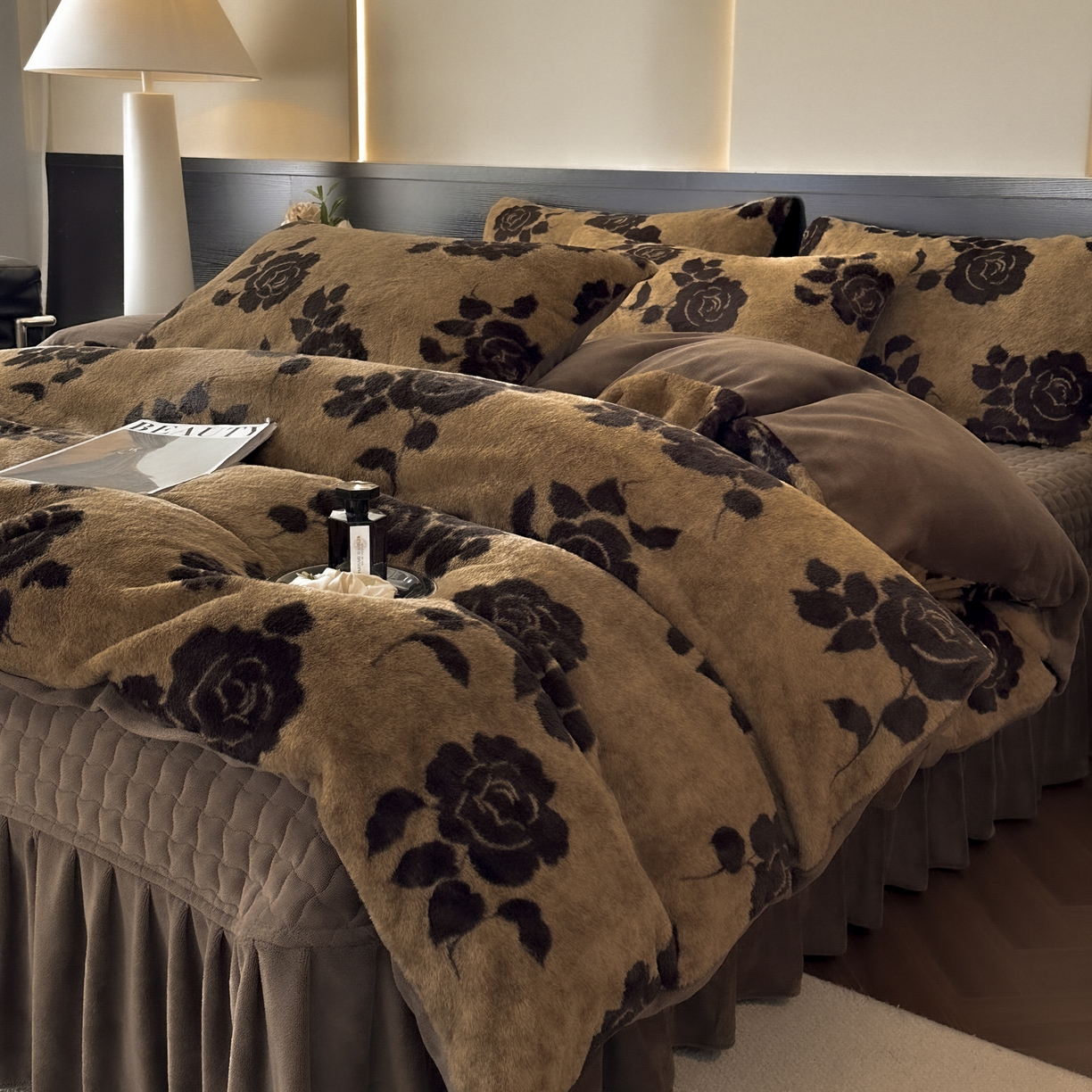 金阳光家纺 2025新款美拉德高克重兔绒牛奶绒床盖款四件套 简爱