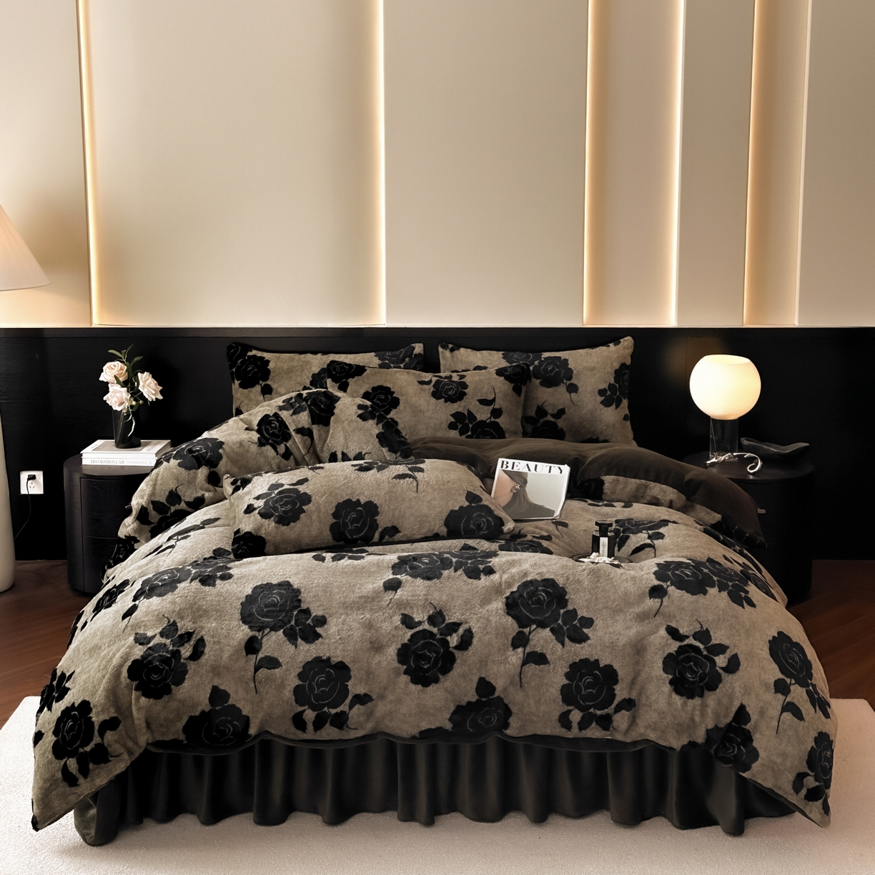 91家纺网 家纺一手货源 找家纺 金阳光家纺 2025新款美拉德高克重兔绒牛奶绒床盖款四件套 奥黛丽