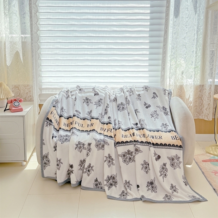 91家纺网 家纺一手货源 找家纺 梵心 2025新款云貂绒毛毯法兰绒毛毯牛奶绒毛毯爆款盖毯直播跨境专供-可定制克重 花影