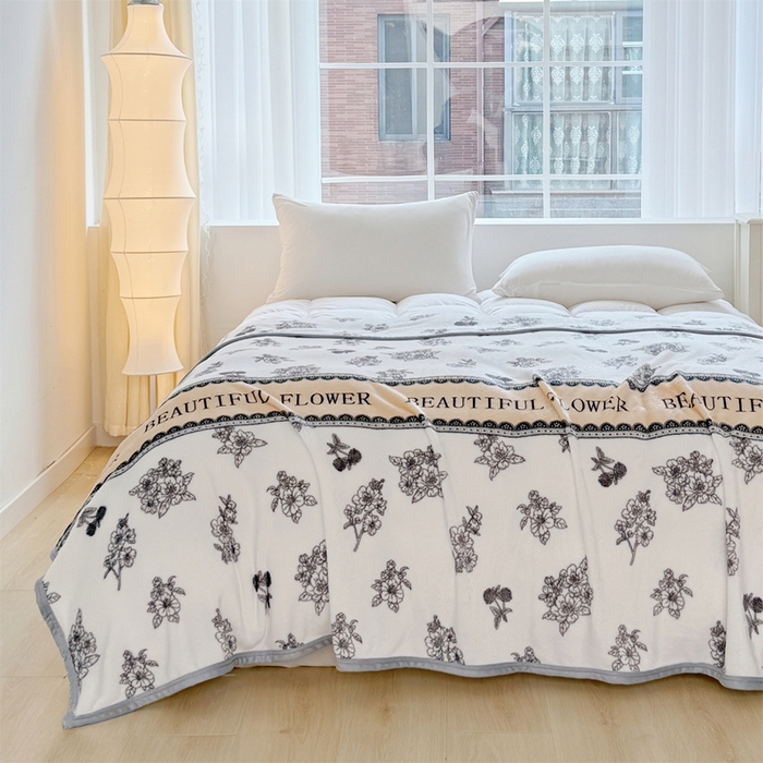 91家纺网 家纺一手货源 找家纺 梵心 2025新款云貂绒毛毯法兰绒毛毯牛奶绒毛毯爆款盖毯直播跨境专供-可定制克重 花影