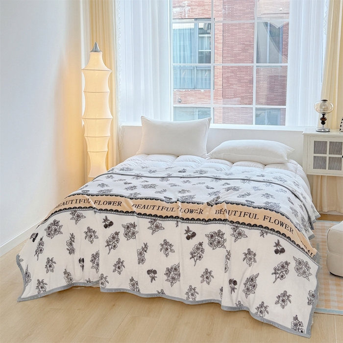 91家纺网 家纺一手货源 找家纺 梵心 2025新款云貂绒毛毯法兰绒毛毯牛奶绒毛毯爆款盖毯直播跨境专供-可定制克重 花影