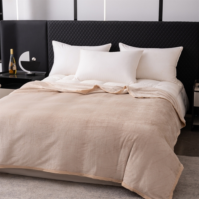 91家纺网 家纺一手货源 找家纺 梵心 2025新款云貂绒毛毯法兰绒毛毯牛奶绒毛毯爆款盖毯直播跨境专供-可定制克重 卡其