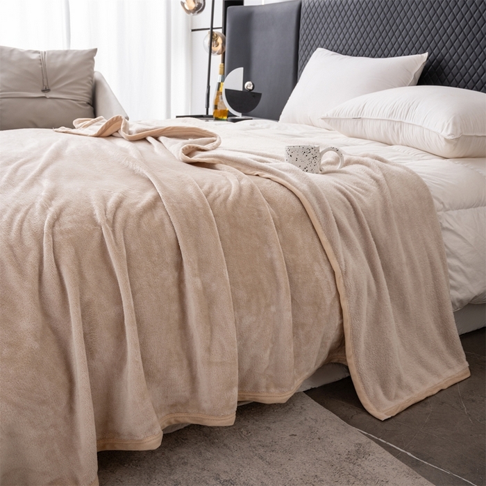 91家纺网 家纺一手货源 找家纺 梵心 2025新款云貂绒毛毯法兰绒毛毯牛奶绒毛毯爆款盖毯直播跨境专供-可定制克重 卡其