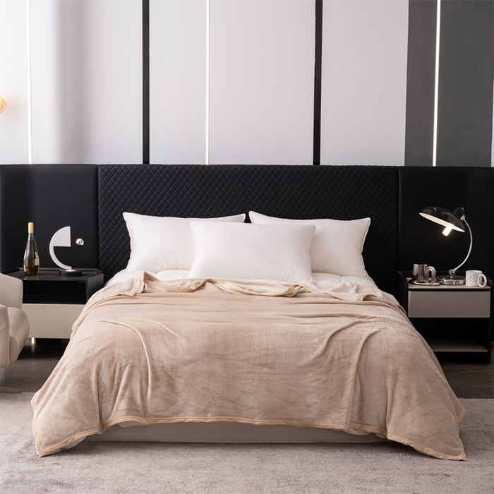 91家纺网 家纺一手货源 找家纺 梵心 2025新款云貂绒毛毯法兰绒毛毯牛奶绒毛毯爆款盖毯直播跨境专供-可定制克重 卡其