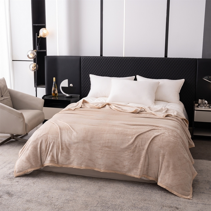 91家纺网 家纺一手货源 找家纺 梵心 2025新款云貂绒毛毯法兰绒毛毯牛奶绒毛毯爆款盖毯直播跨境专供-可定制克重 卡其