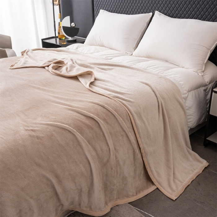 91家纺网 家纺一手货源 找家纺 梵心 2025新款云貂绒毛毯法兰绒毛毯牛奶绒毛毯爆款盖毯直播跨境专供-可定制克重 卡其