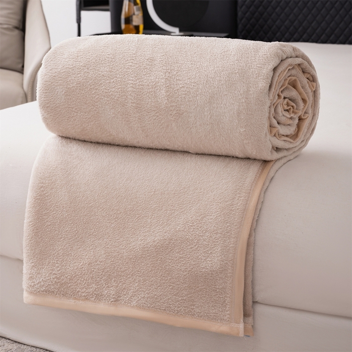 91家纺网 家纺一手货源 找家纺 梵心 2025新款云貂绒毛毯法兰绒毛毯牛奶绒毛毯爆款盖毯直播跨境专供-可定制克重 卡其