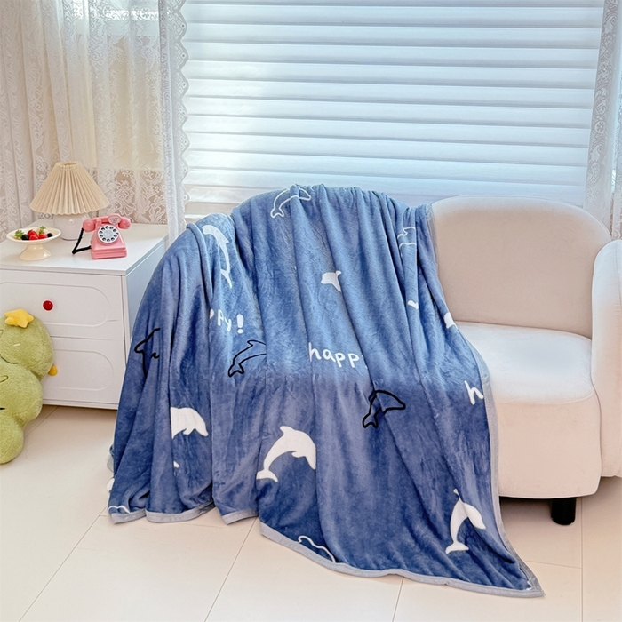 91家纺网 家纺一手货源 找家纺 梵心 2025新款云貂绒毛毯法兰绒毛毯牛奶绒毛毯爆款盖毯直播跨境专供-可定制克重 蓝鲸