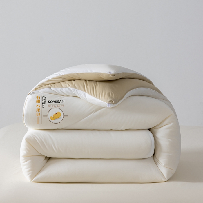 91家纺网 家纺一手货源 找家纺 丽卡家纺 2025年秋冬新品有机云柔大豆被被子被芯（常规生产款为春秋被和冬被，常规尺寸为200*230，其他特殊尺寸/加厚款接受下单定制） 有机云柔豆春秋被-白色