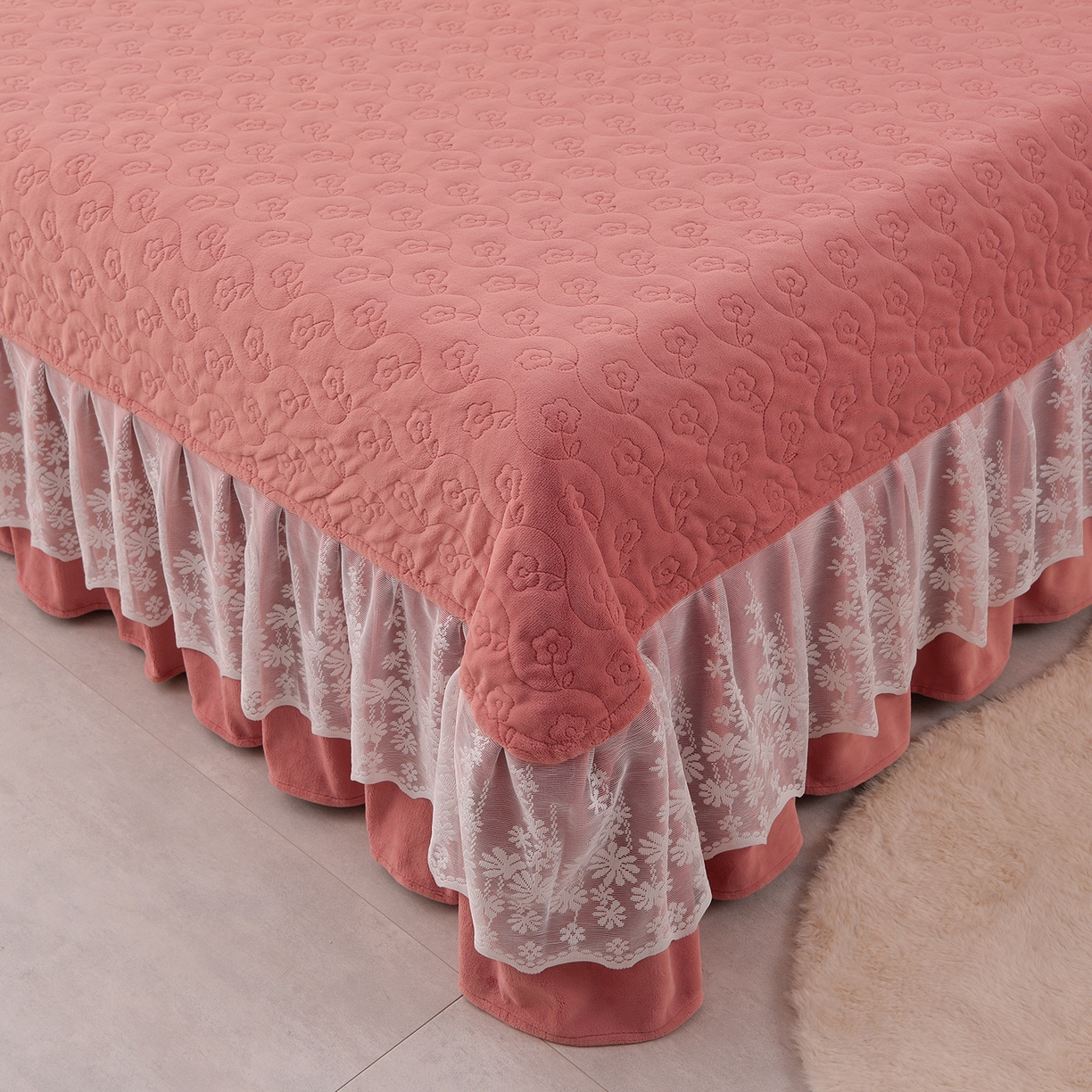 91家纺网 家纺一手货源 找家纺 （总）湘雪家居  2025新款高克重纯色刺绣牛奶绒床盖款星语系列四件套-提供买家秀