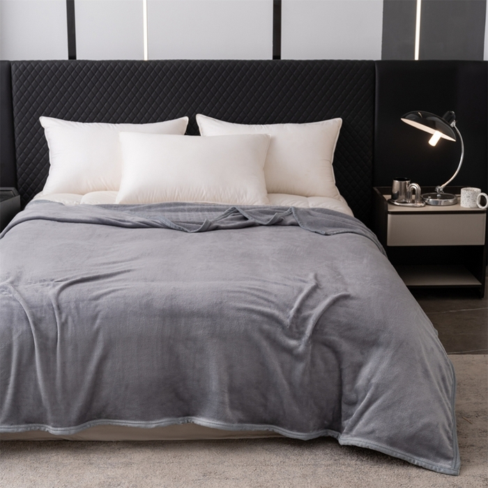 91家纺网 家纺一手货源 找家纺 梵心 2025新款云貂绒毛毯法兰绒毛毯牛奶绒毛毯爆款盖毯直播跨境专供-可定制克重  绅士灰