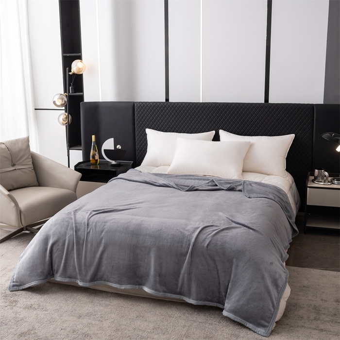 91家纺网 家纺一手货源 找家纺 梵心 2025新款云貂绒毛毯法兰绒毛毯牛奶绒毛毯爆款盖毯直播跨境专供-可定制克重  绅士灰