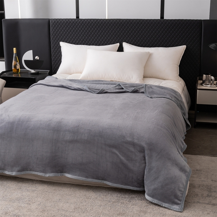 91家纺网 家纺一手货源 找家纺 梵心 2025新款云貂绒毛毯法兰绒毛毯牛奶绒毛毯爆款盖毯直播跨境专供-可定制克重  绅士灰