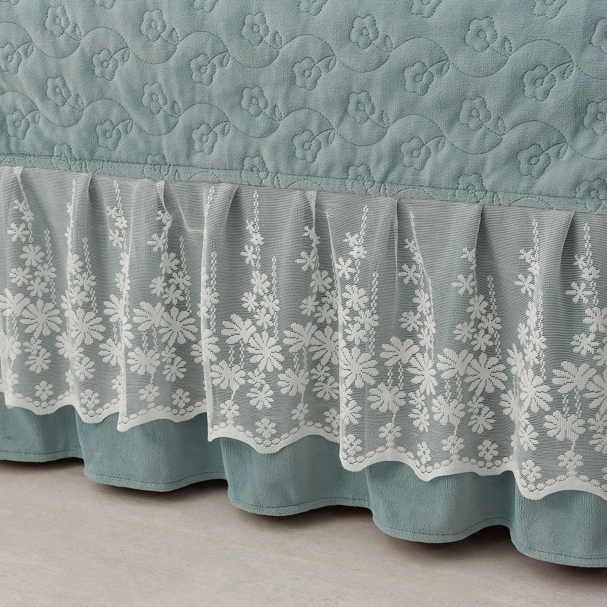 91家纺网 家纺一手货源 找家纺 湘雪家居  2025新款高克重纯色刺绣牛奶绒床盖款星语系列四件套-提供买家秀 星语款-草绿色