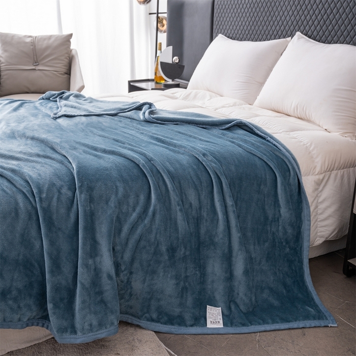 91家纺网 家纺一手货源 找家纺 梵心 2025新款云貂绒毛毯法兰绒毛毯牛奶绒毛毯爆款盖毯直播跨境专供-可定制克重 深蓝