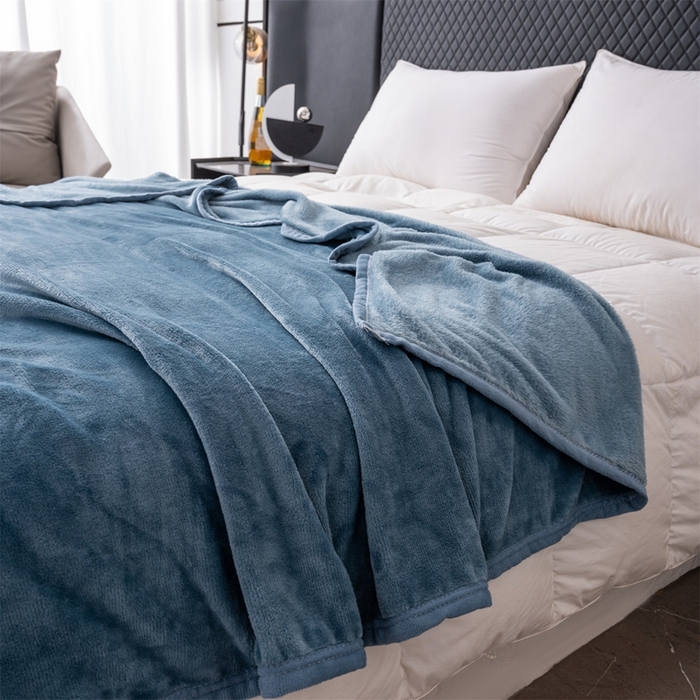 91家纺网 家纺一手货源 找家纺 梵心 2025新款云貂绒毛毯法兰绒毛毯牛奶绒毛毯爆款盖毯直播跨境专供-可定制克重 深蓝